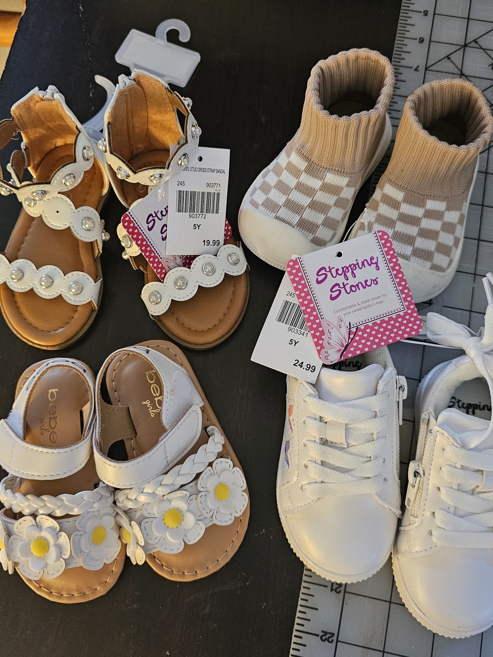 LOT OF 4 PRS Beige Check Sock Sneakers,Bebe,stepping Stones And More